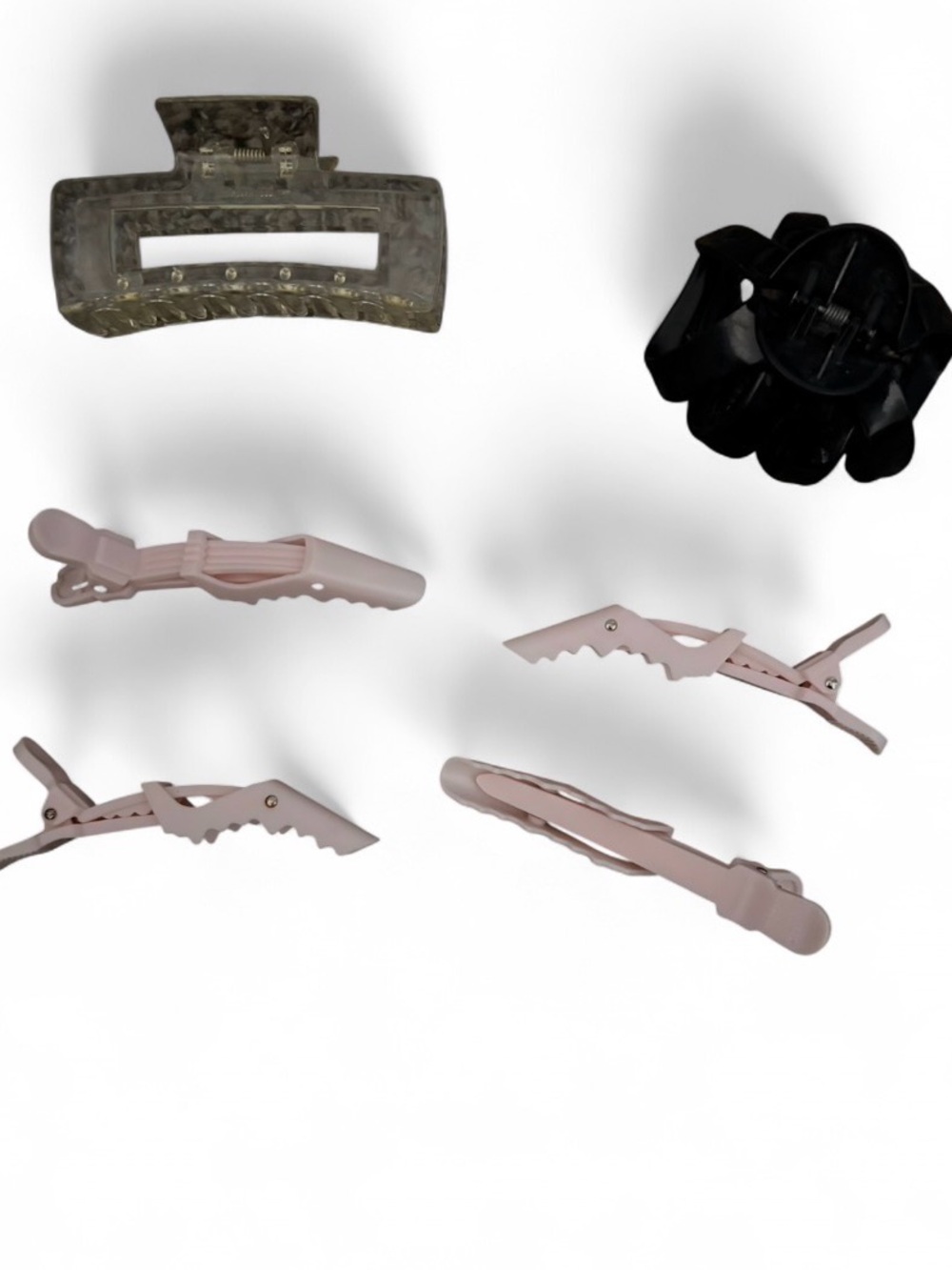 Mixed Hair Clip Bundle - Pale Pink, Clear & Black